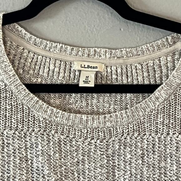 L.L. Bean Women’s Sweater Medium Gray Cotton Knit Pullover Long Sleeve Casual - Picture 4 of 5